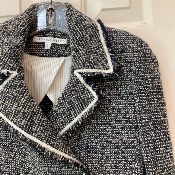 Veronica Beard Tweed Jacket, Black and White, Classic Raw Edges, Sz 2 - Picture 7 of 13